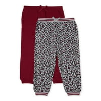 Jednobojne hlače za trčanje od ružičastog baršuna za djevojčice s printom 2 pakiranja veličine 4-16