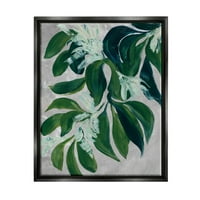Stupell Painterly Green biljka ostavlja botaničke i cvjetne slike crni plutasti uokvireni umjetnički print zidni
