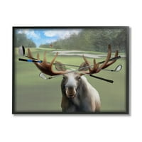 Smiješni Golf Klubovi, losovi rogovi, životinje i insekti, slikanje u crnom okviru, umjetnički tisak na zidu
