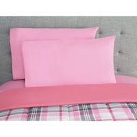 Glavne staze ružičastih kariranih kreveta u vrećici kompleta s plahtama, blizanac