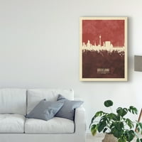 Zaštitni znak Fine Art 'Düsseldorf Njemačka Skyline Red II' Platno umjetnost Michaela Tompsetta