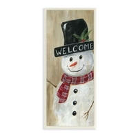 Stupell Industries pozdravlja rustikalni zimski snjegović svečani holly šešir, 17, dizajn Nan