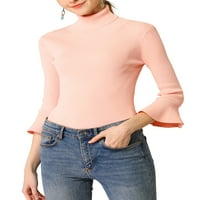 Jedinstveni prijedlozi ženska pletena džemper košulja s volanima na rukavima i visokim vratom