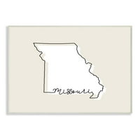 Stupell Industries Missouri Home State Map Neutral Print Dizajn zidna ploča Umjetnost Daphne Polselli