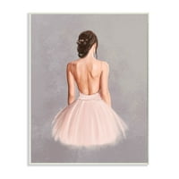 Stupell Industries balerina djevojka figura ružičasta siva slika zidna ploča Ziwei li