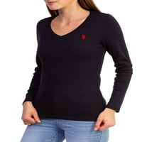 S. Polo ASN. Ženska majica s izrezom u obliku slova U i dugim rukavima, veličine u obliku inča-3 inča