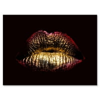 Dizajnerska umjetnost seksi zlatne metalizirane ženske usne moderni zidni ispis na platnu