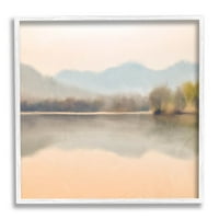 Stupell Industries Serene Sunrise Lake Mountain Reflection Grafička umjetnost bijela uokvirena umjetnička print
