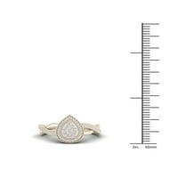 1 4CT TDW Diamond 10K žuti zlatni oblik kruške Klaster Halo obećanje prsten