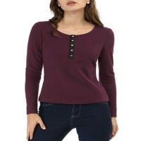 Jedinstvene ponude ženske košulje dugih rukava s dugim rukavima košulja gumba za vrat