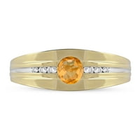 Carski dragulj 10k ovalno rezano žuto zlato madeira citrin s dijamantom od 16K muški prsten