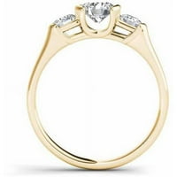 1- Karat T.W. Dijamantna polovica okvira postavila je zaručnički prsten od tri kamena u 14kt žutom zlatu