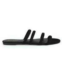Bambusov klizanje na ženskim sandalama s više kaiševa u crnoj boji