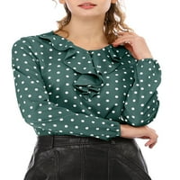 Jedinstveni prijedlozi Ženska bluza s točkicama s dugim rukavima S volanima na vratu