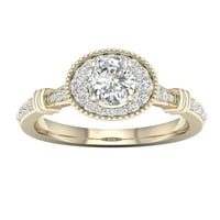 3 4CT TDW Ovalni dijamant 14K žuti zlatni halo zaručnički prsten