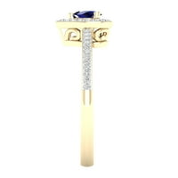 Imperijalni dragulj 10k žuto zlato okrugli rez plavi safir ct tw dijamantni oblik srca Halo ženski prsten