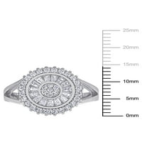 Miabella 1- Carat T.G.W. Kubični cirkonij sterling srebrni halo zaručnički prsten