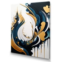 DesignArt plava i zlatna moderna umjetnost Abstraktno slikanje v platna zidna umjetnost