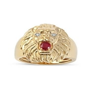Carski dragulj od žutog zlata 10K okruglog reza s rubinom u obliku lava prsten za muškarce