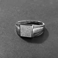 Muški prsten od bijelog zlata od 10 karata s dva dijamanta od 15 karata s rebrastom drškom