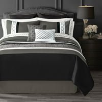Hotelski stil crno -bijela pruga u krevetu u vrećici kompleta s plahtama, kralj