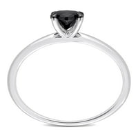 Carat T.W. Crni dijamant 14KT zaručnički prsten od bijelog zlata