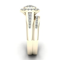 1CT TDW Diamond 14K žuti zlatni klaster Halo Bridal Set