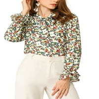 Jedinstvene ponude ženske cvjetne kravate v bluza bluza dugačka trubača košulja