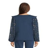 Pioneer Woman Bluza s čipkastim rukavima, Ženske, veličine S-3xl