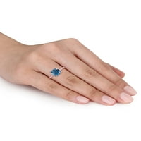 TANGELO 2- CArat T.G.W. London-plavi topaz i dijamantni naglasak 10K ružičasti zaručnički prsten