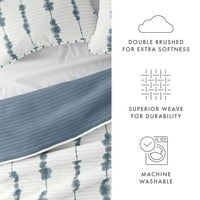 Plemenita posteljina mornarički shibori reverzibilni set od pokrivača mikrovlakana, kraljica puna