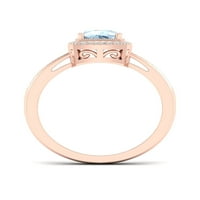 Imperial Gemstone 10k ružičasti zlatni jastuk rezani akvamarine 1 10ct TW dijamantski halo ženski prsten