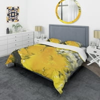 DesignArt 'žuta crna i mramorna akrilna slika' Modern & Contemporary prekrivač