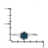 Carat T.W. Plavo -bijeli prsten za dijamantski skup u srebrnom srebrnom