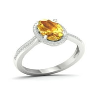 Imperijalni dragulj 10K bijelo zlato ovalni rez citrin ct tw dijamant Halo ženski prsten