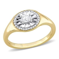 Zaručnički prsten s pečatom u dvobojnom žutom i bijelom zlatu s dijamantom od 14 karata ovalnog reza od 14 karata