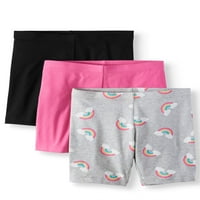 Wonder Nation Girls Solid i Tiskani biciklističke kratke hlače, veličine 4- & Plus