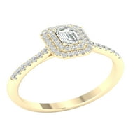 Zaručnički prsten od smaragda i dijamanta od 10k žutog zlata