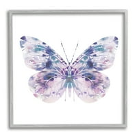 + Nježna ljubičasta krila leptira s efektom akvarela u obliku šljunka, uokvirena zidna umjetnost, 17, dizajn Leah