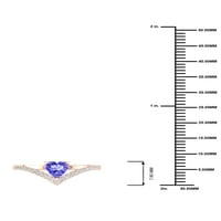 Imperijalni dragulj 10k ružičasto zlato srce rezano tanzanite ct tw dijamant chevron ženski prsten