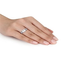 Miabella slatkovodna kultivirana bisera i dijamantni srebrni prsten