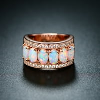Peermont 18K ružičasto-zlatna ploča ovalna rezana bijela vatra Opal i kubični cirkonijski prsten