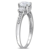 Miabella Women's 1- Carat T.G.W. Stvoren bijeli safir i dijamantni naglasak 10kt bijelo zlato zaručnički prsten