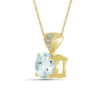 Jewelersclub Carat T.G.W. Aquamarine i bijeli dijamantni naglasak 14K Zlato preko srebrnog privjeska, 18