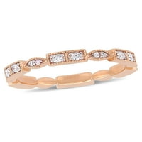 Carat T.W. Dijamantni 10KT ružičasti zlatni markiza i kvadratni prsten za slaganje