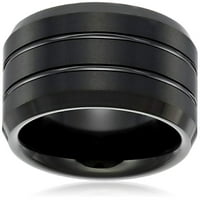 Muški sapphire volfram crni završni obrazac uzorak s natkrivenim rubom udobnost fit vjenčanog traka, veličina 10.5