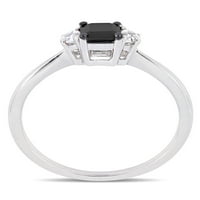 Carat T.G.W. Crni dijamant i karat T.G.W. Bijeli safir 10KT bijelo zlato zaručnički prsten s tri kamena