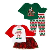 Vrijeme za odmor za božićnu majicu za bebe i malu djecu, suknja i gamašice, veličine 4-dijela 12m-5T