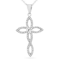 Sterling Silver stvorio je bijeli safirni križ ogrlica