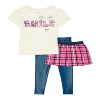 Djeca iz Ganimals Girls Grafičke majice, suknje i gamaše, trodijelni odjevni set, veličine 4-10